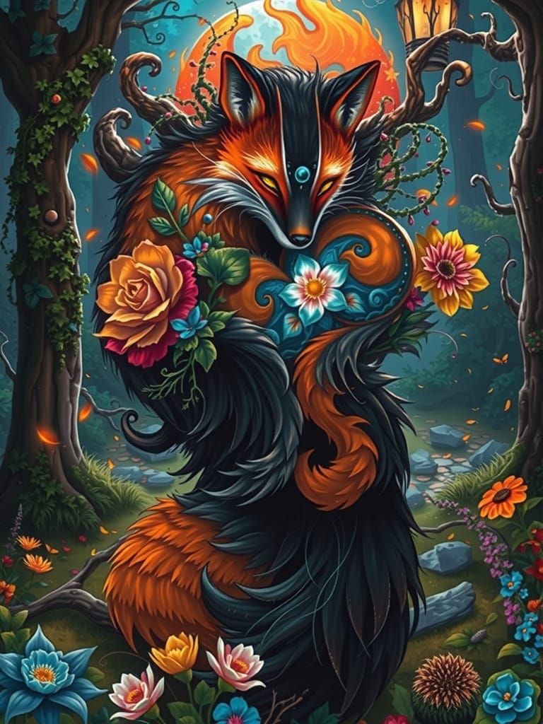 Enchanted Forest Fox in Vibrant, Dreamlike Splendor
