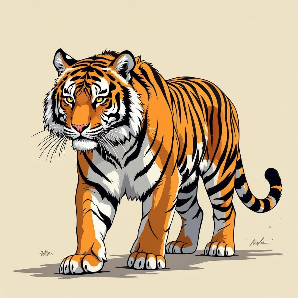 Full Body Tiger Walking Pose Vector Design