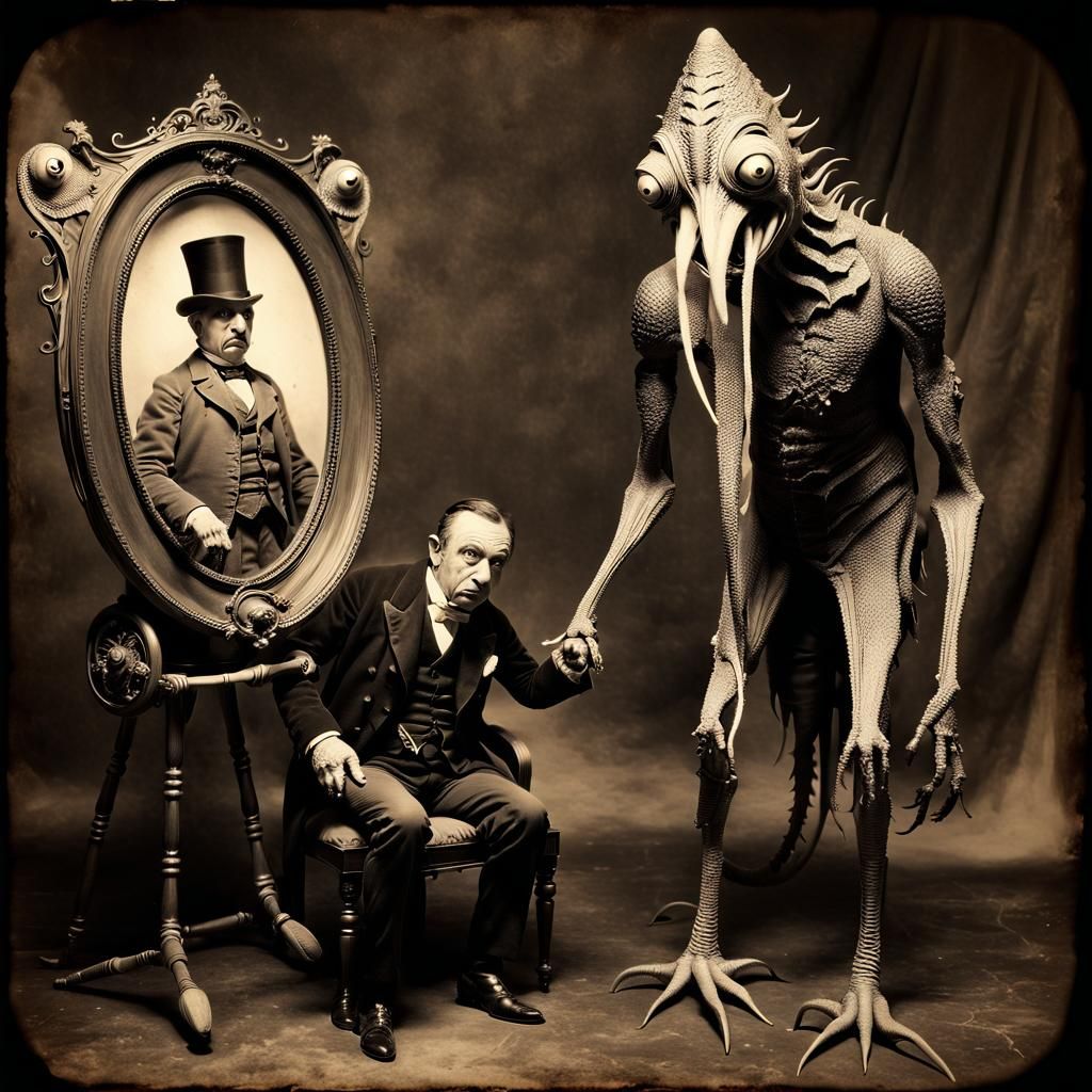 Nightmarish Sepia Photo of Lovecraftian Monster