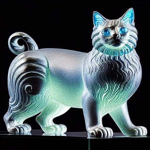 Hyperrealistic Art Nouveau Cat Sculpture