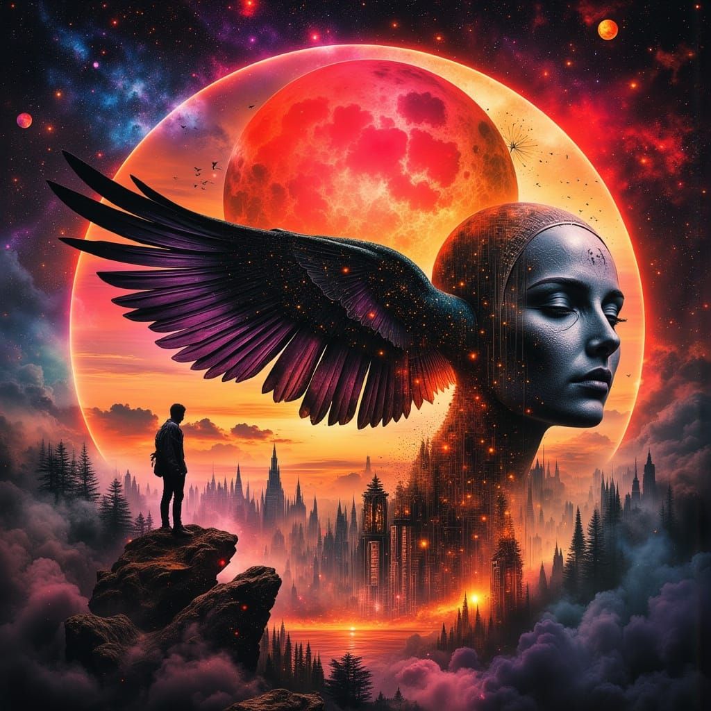 Dystopian Dreamscape in Cyberpunk Aesthetic