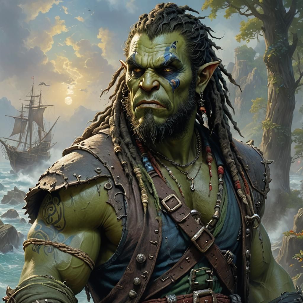 Young Orc Pirate with Tribal Tattoos
