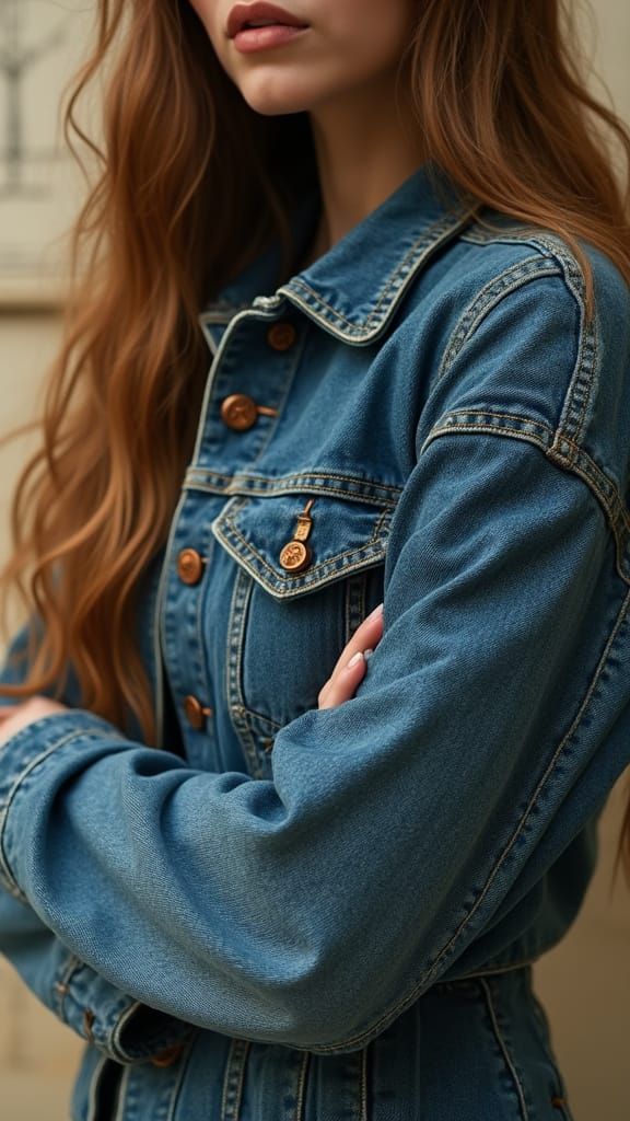 Hyperreal Denim Jacket Fashion Portrait