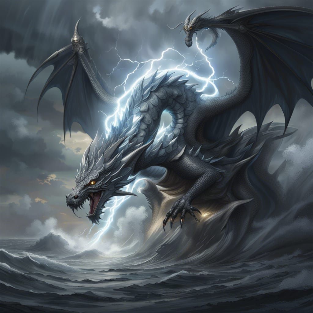 Storm Dragon Unleashes Lightning: A Dark Fantasy Masterpiece
