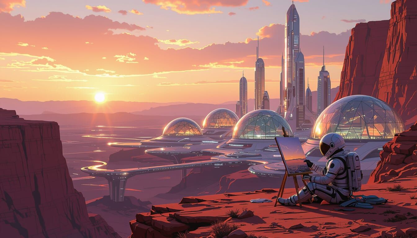 Futuristic Martian City Concept Art with Artist