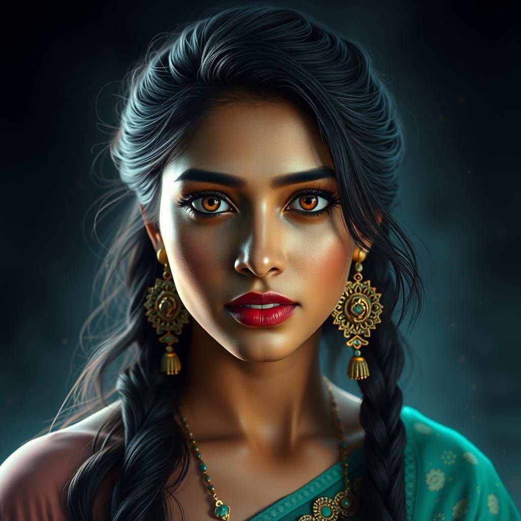 Elegant Indian Beauty in Triadic Colors