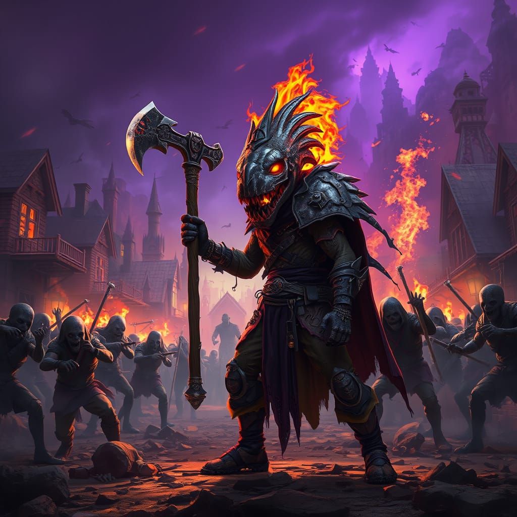 Eddie the Head in Zombie Apocalypse, Dark Fantasy Art