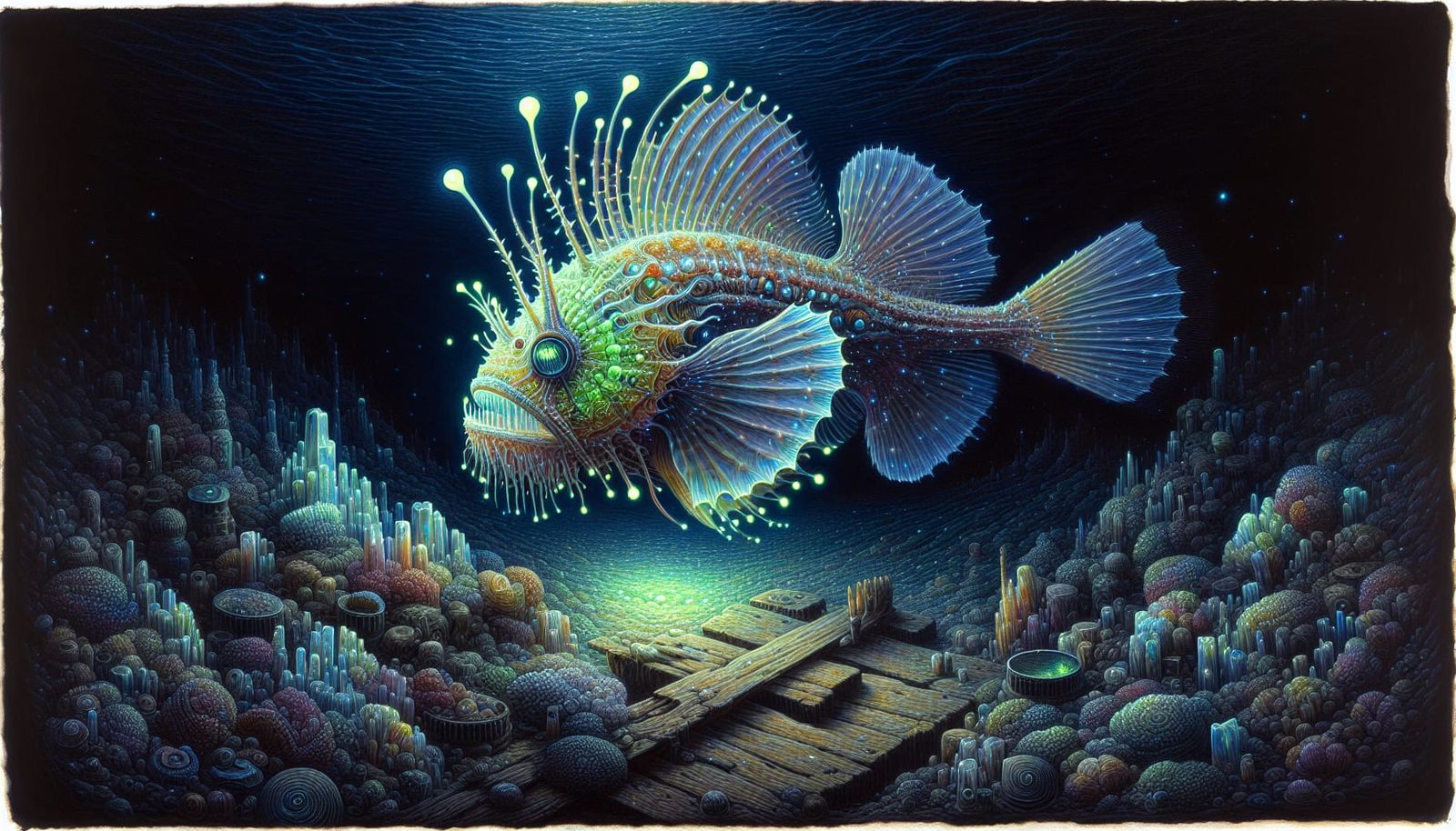 Bioluminescent Anglerfish Illuminates Deep Sea Treasures