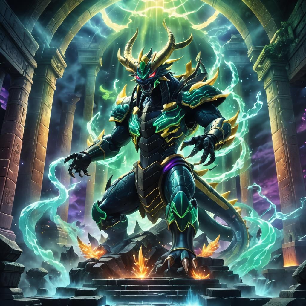 Giratina in Mystical Temple: 3D Anime Art