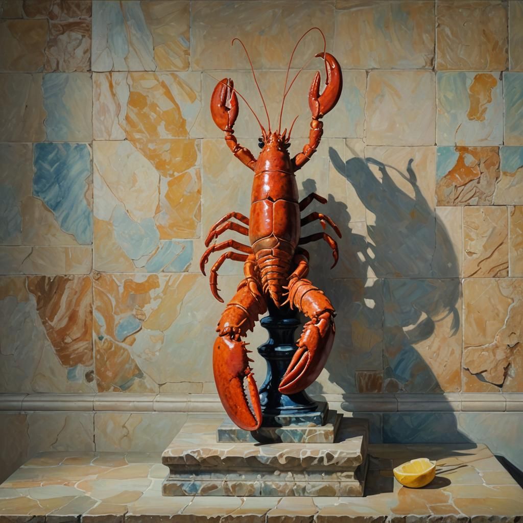 Impressionist Lobster Sculpture in Grand Museum