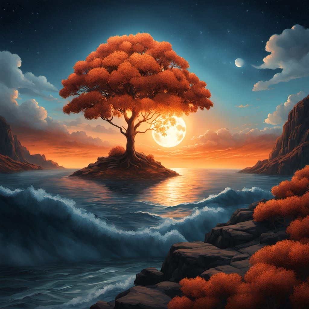 Surrealistic Masterpiece: Colossal Hand Places Burning Bush ...