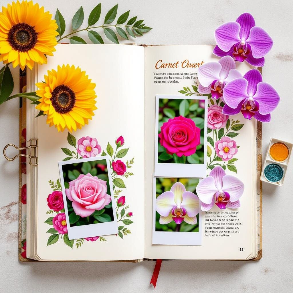 Scrapbook Page with Floral Arrangements