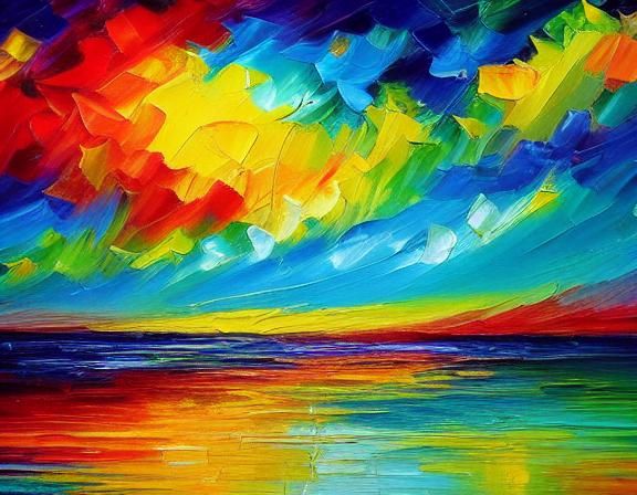 Skyway neo-impressionism expressionist style oil painting, s...
