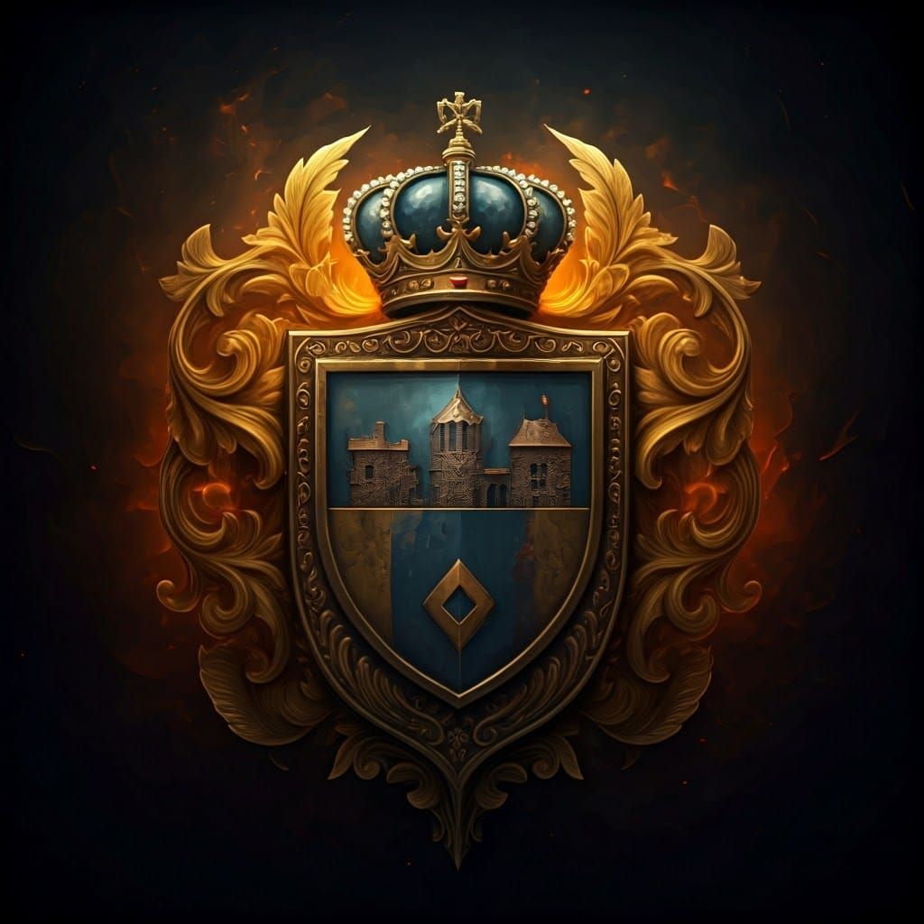 Epic Fantasy Shield Crest in Unreal Engine 5 Style