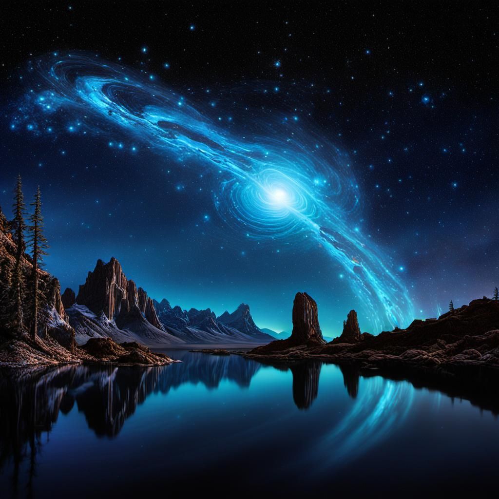 Bioluminescent Portals in Fantasy Galaxies: Digital Art