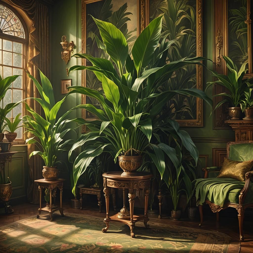 Edwardian Aspidistra in Pre-Raphaelite Style