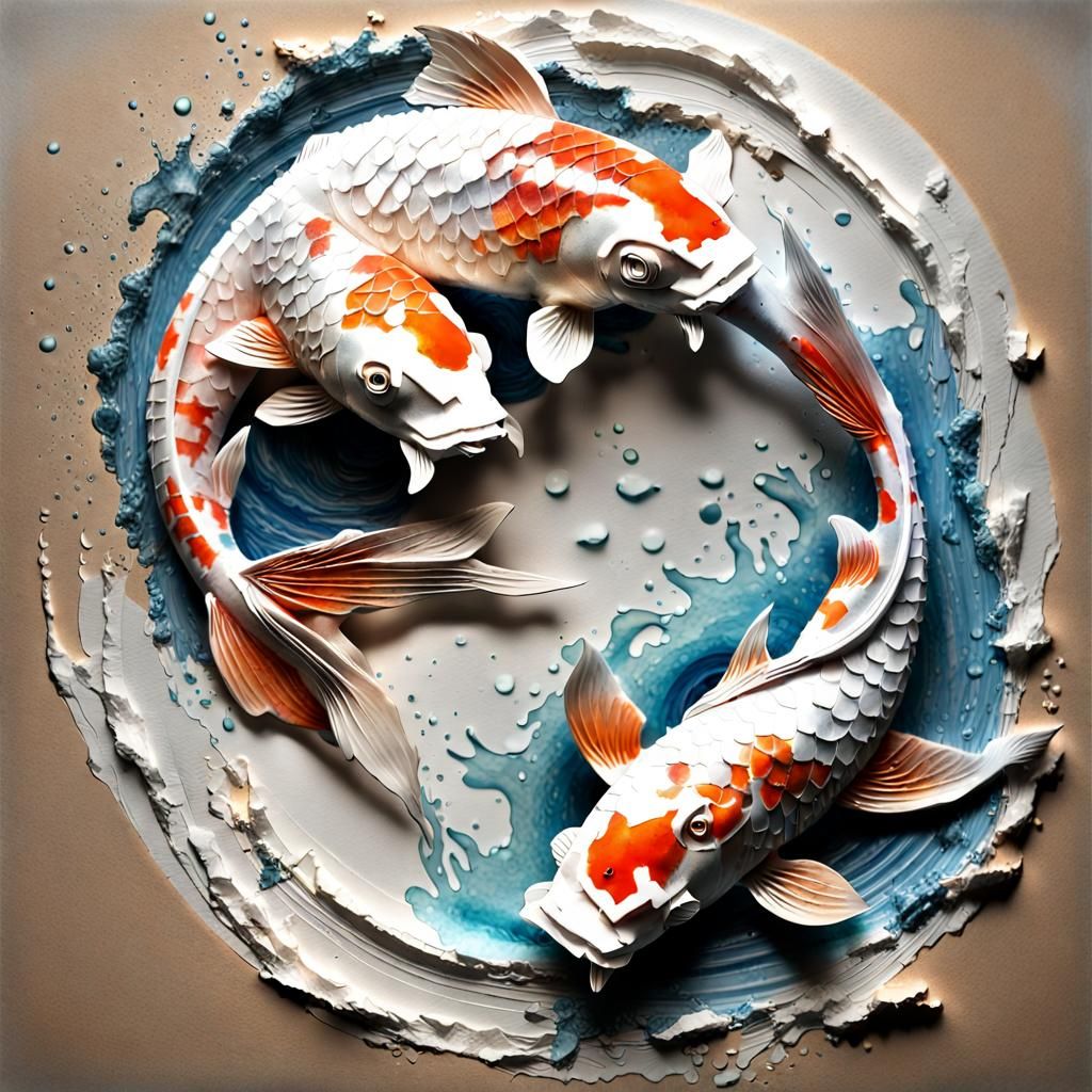 Fish Piscean Double-Headed Paper Sculpture