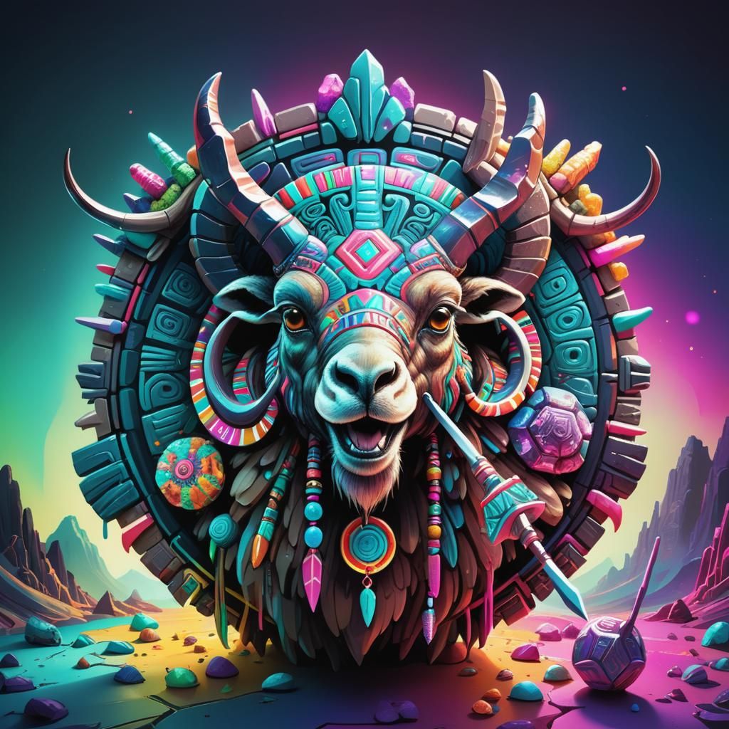 Aztec Animals in a Vibrant Concept Art Style