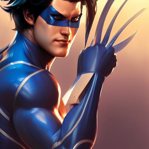 Nightwing Portrait: Hyperdetailed Concept Art in Triadic Col...