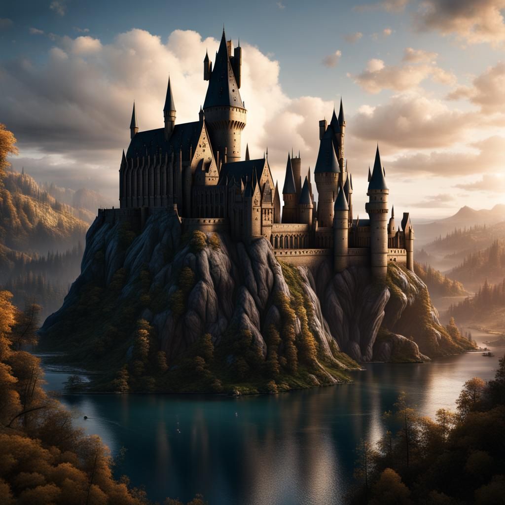 Detailed Matte Painting of Hogwarts Castle