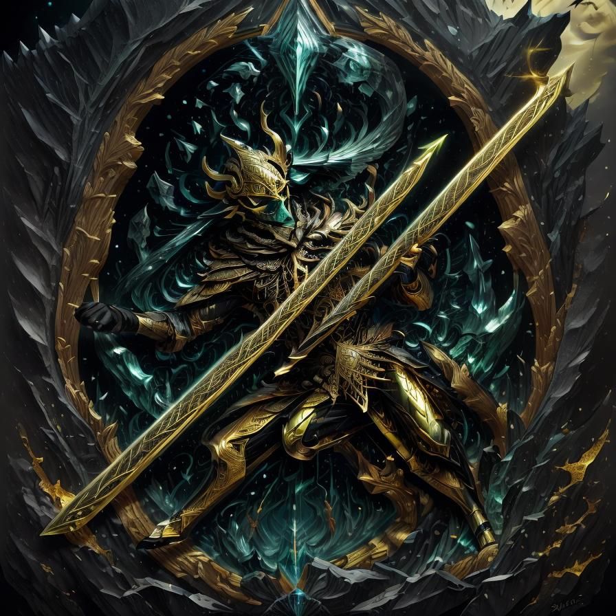 Golden Gun Emblem on Velvet Background