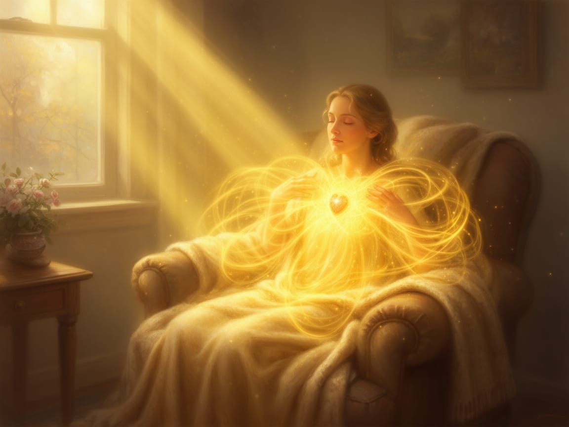 Divine Morning Cocoon: Cozy Armchair Bathed in Golden Light