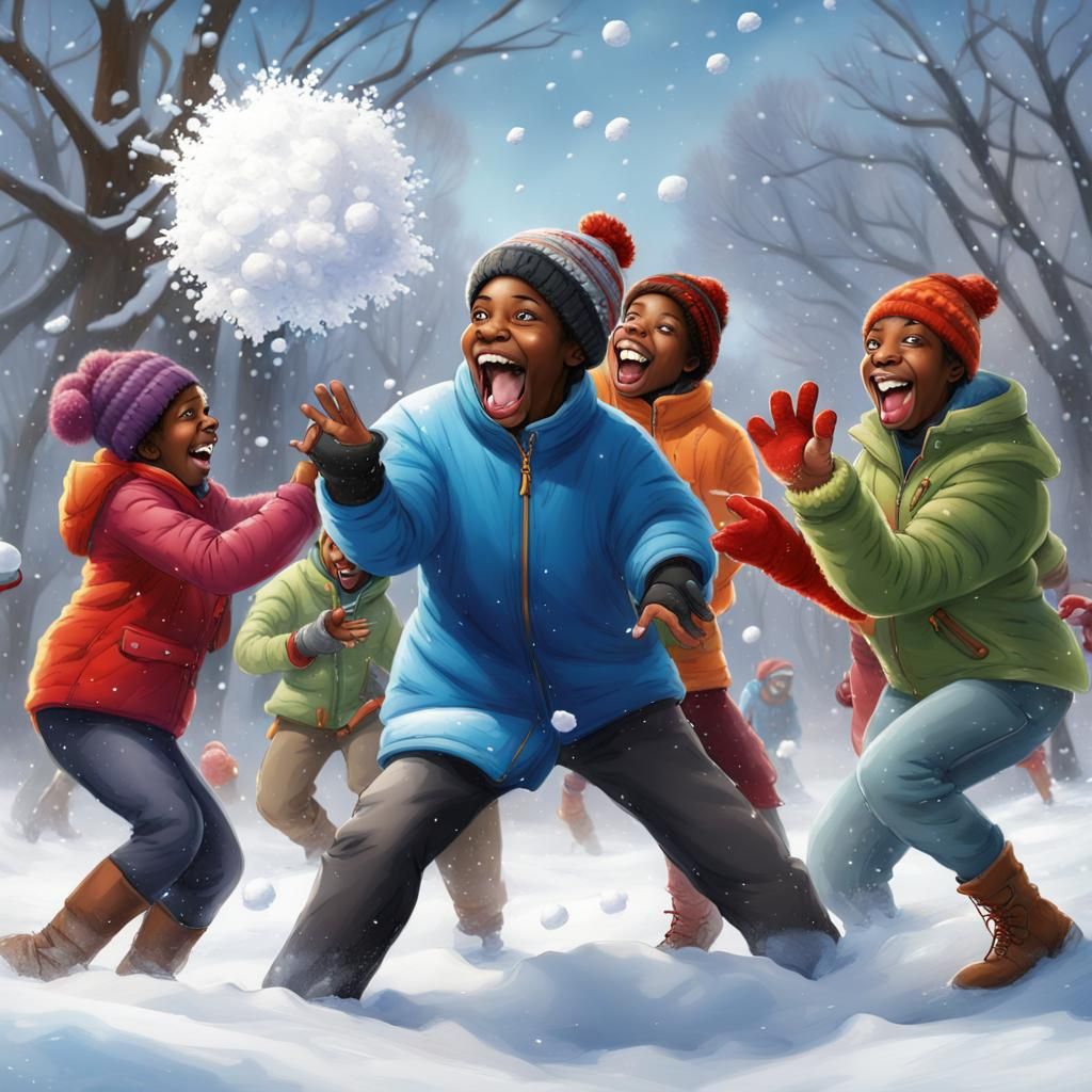 Joyous Snowball Fight Among Friends in Winter Park