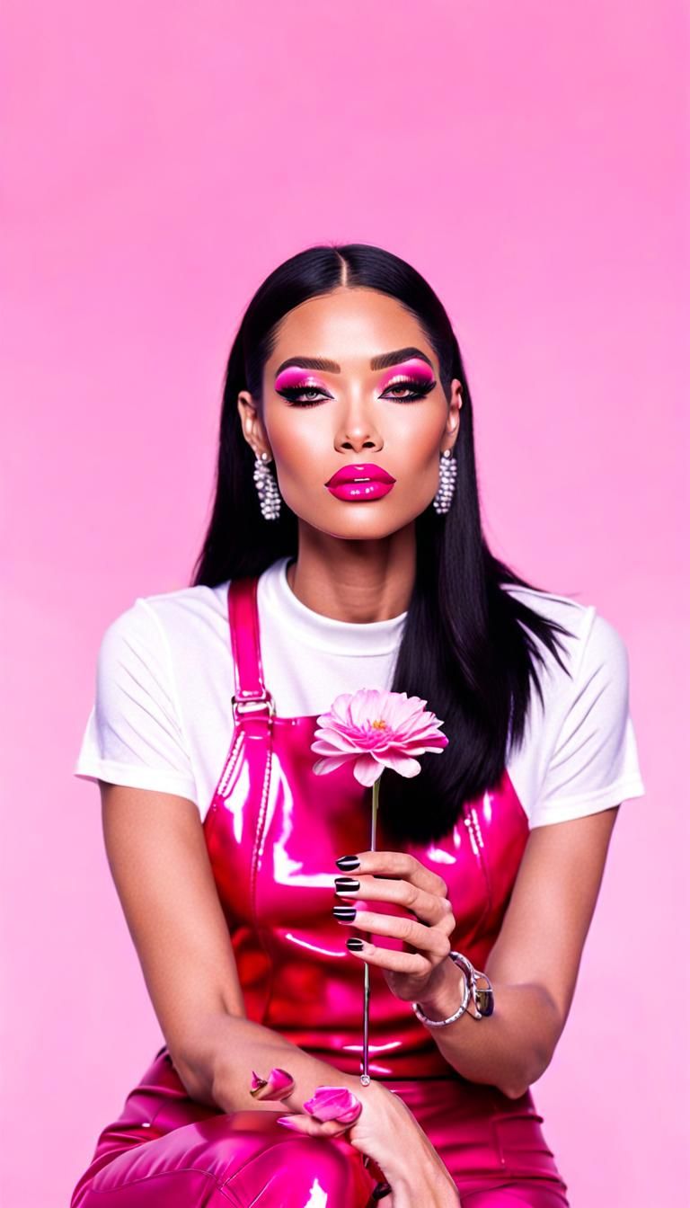 Chrome Fashion in a Floral Cyberpunk Setting