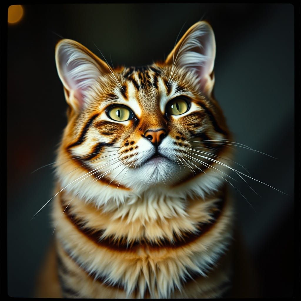 Epic Cinematic Still of a Majestic Cat in Film Noir Style