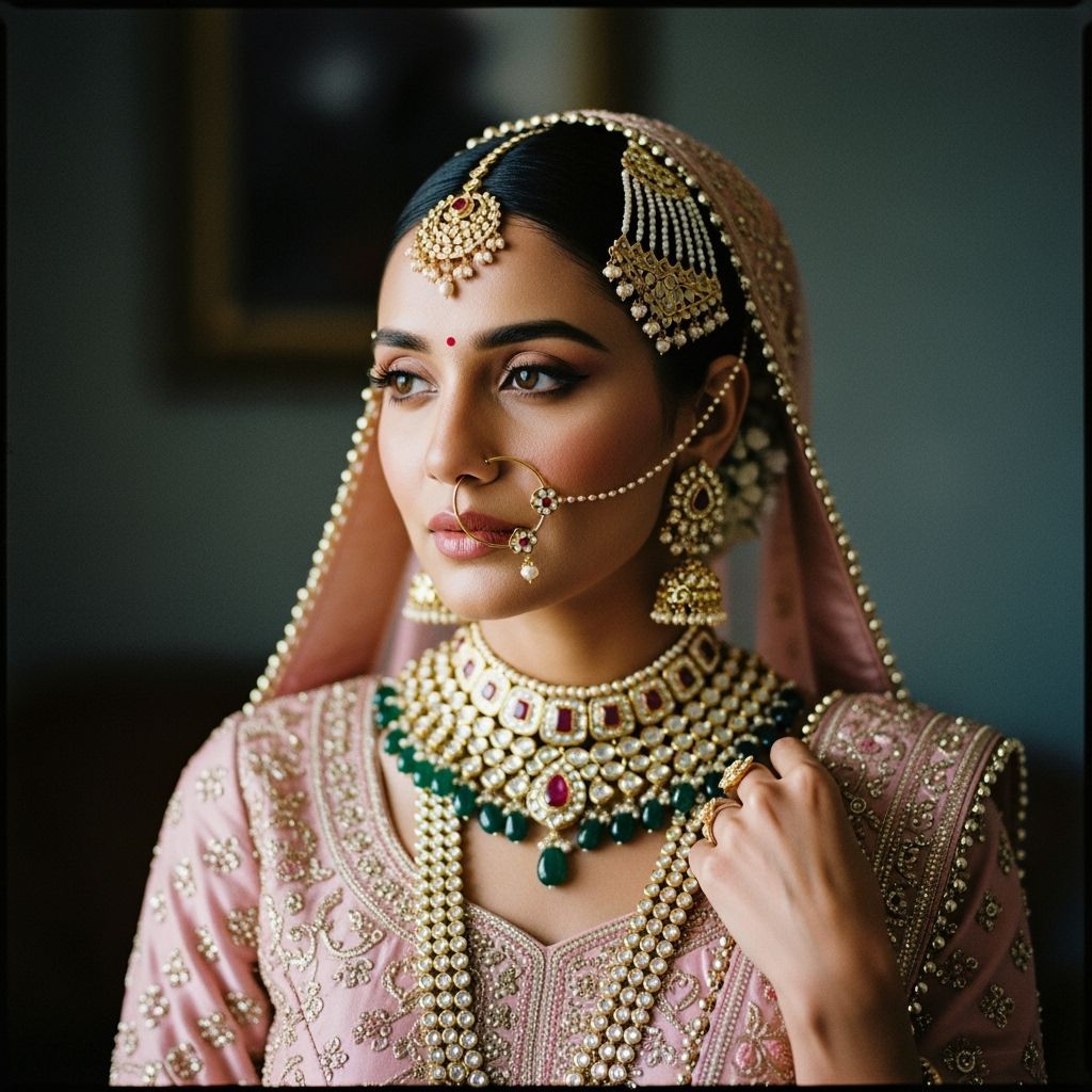 Elegant Woman in Traditional Dress with Gold Jewelry