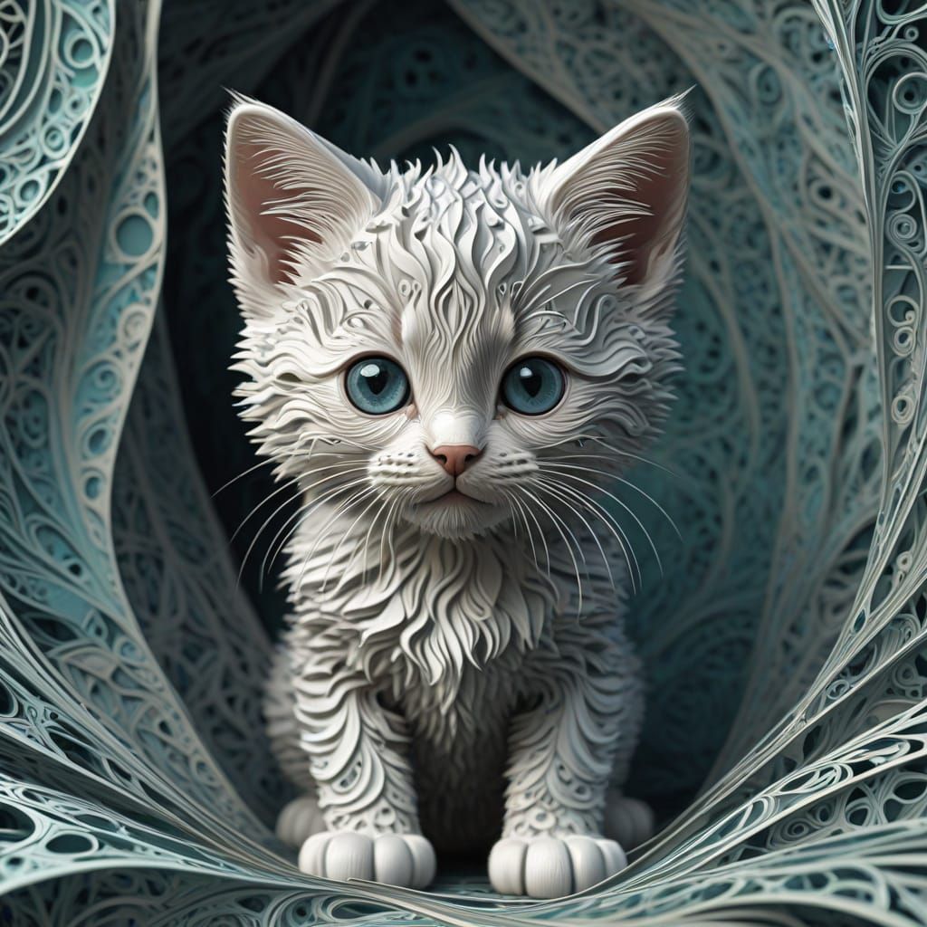 Kitten Formed from Vibrant Geometric Patterns