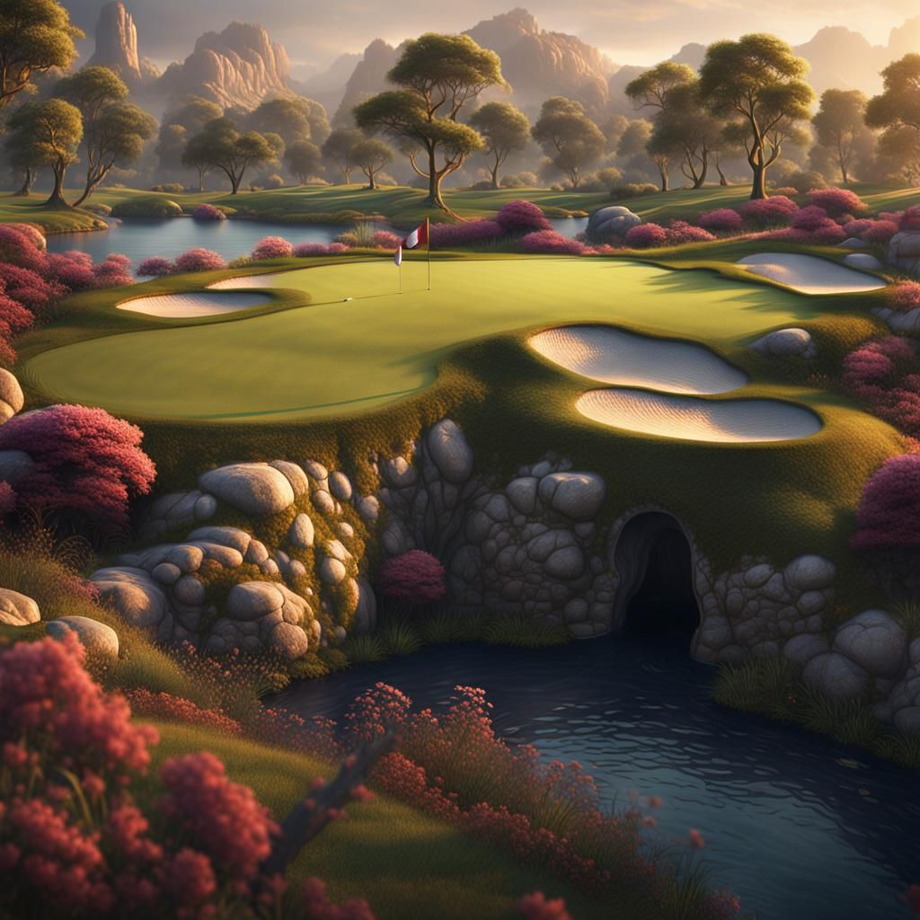 Detailed Golf Scene in Deep Color, Matte Painting