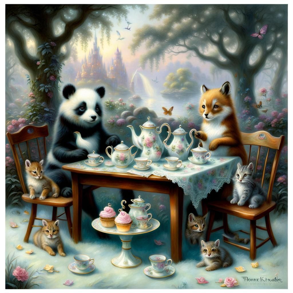 Enchanted Baby Animal Tea Party in Ethereal Style