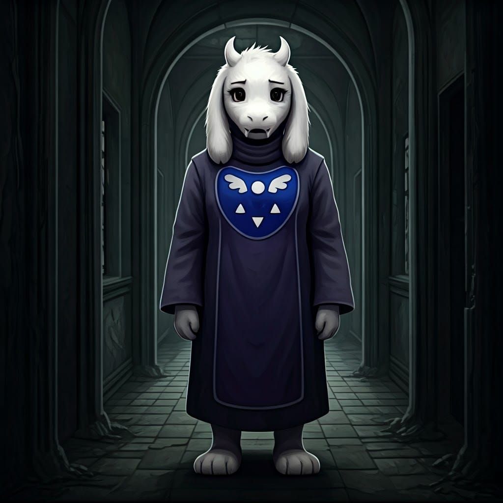 Toriel in Haunting Undertale Scene, Beksiński Style