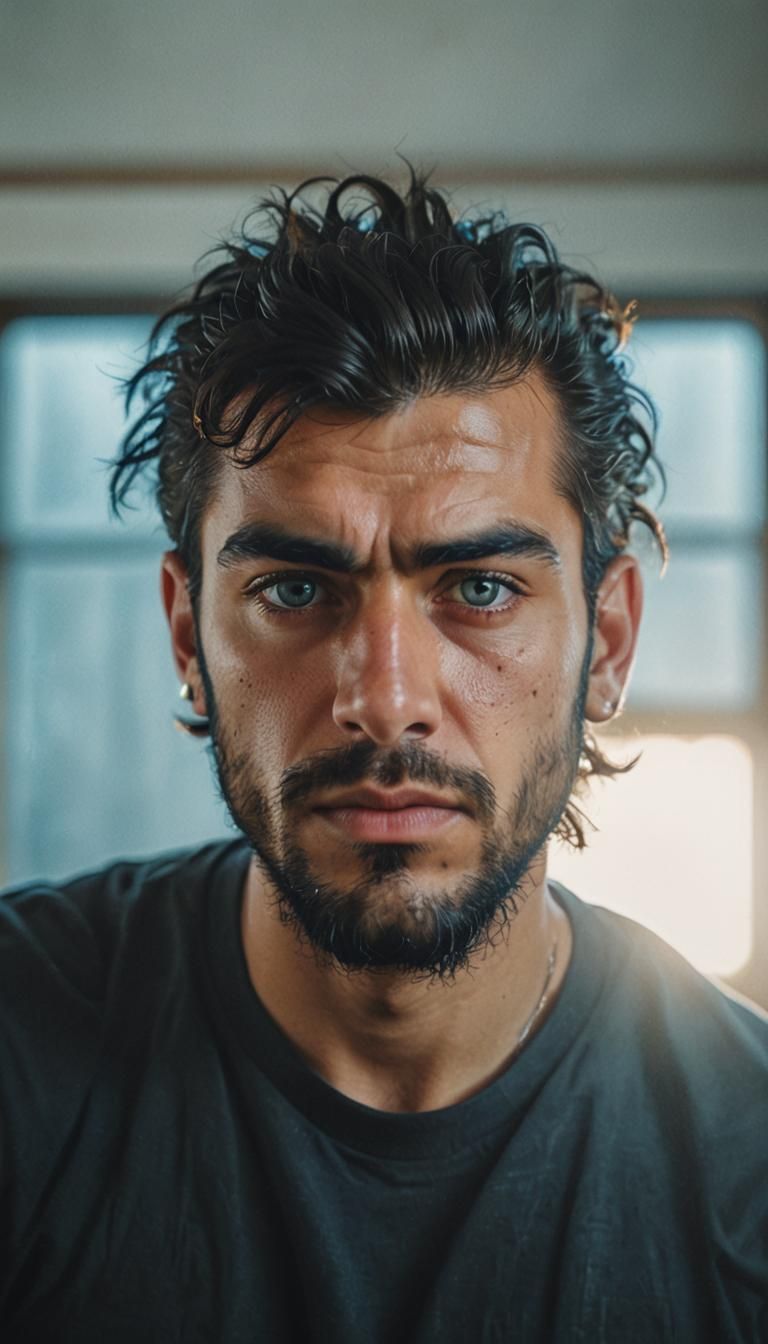 Solemn Persian Men with Mohawks: Realistic Portrait