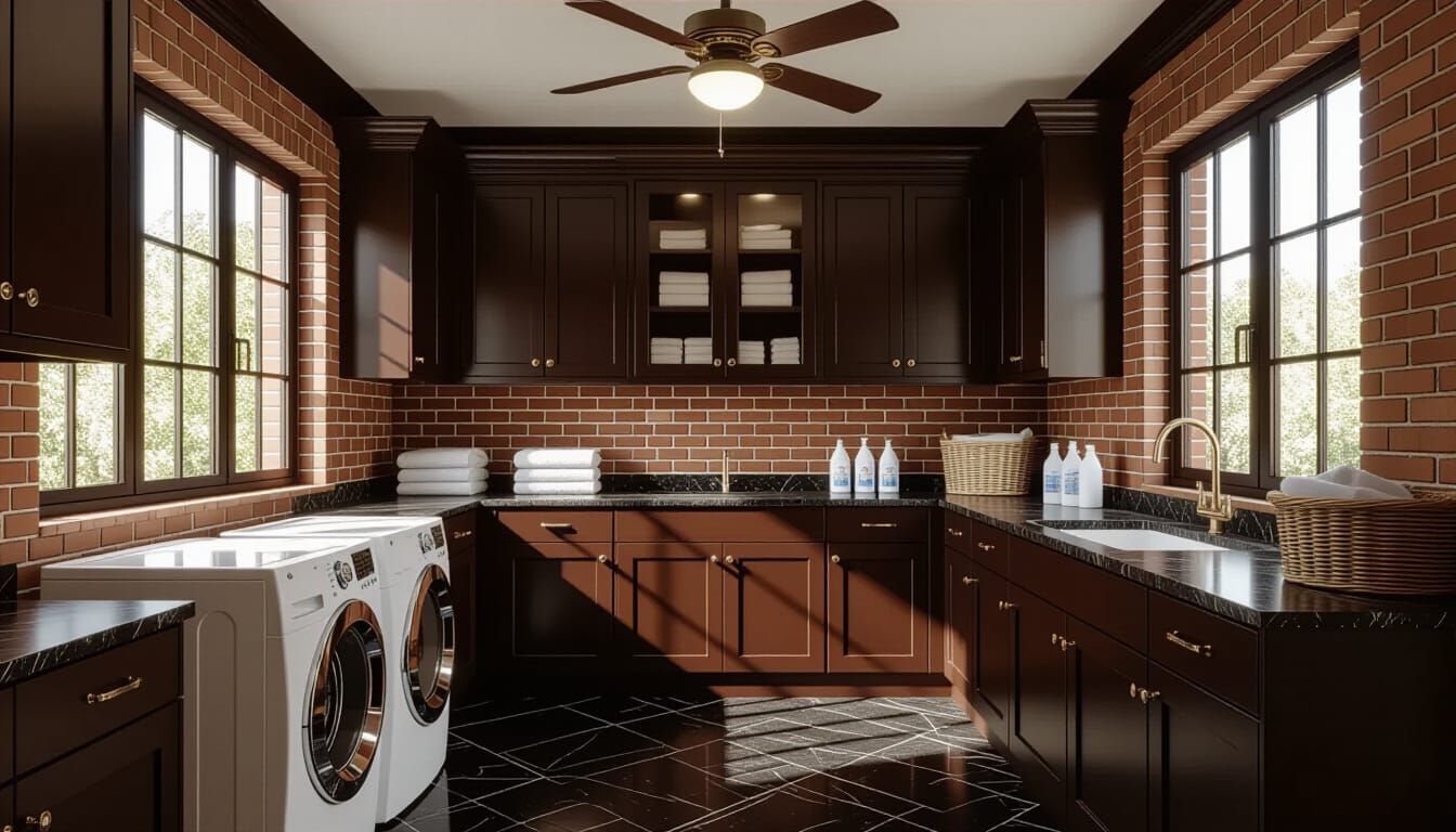 Victorian Laundry Room with Glass Walls, Art Nouveau Style