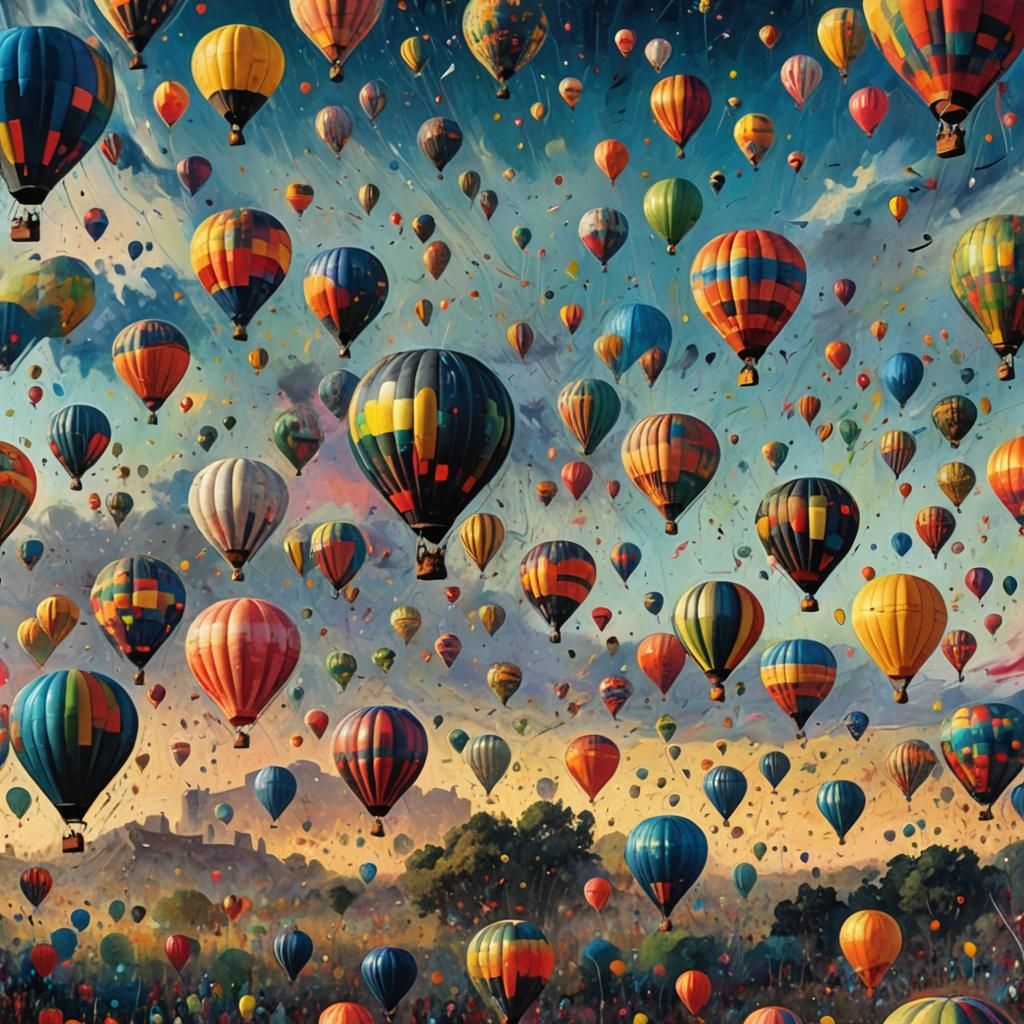 Hot Air Balloons in Impressionist Fantasy Art Style