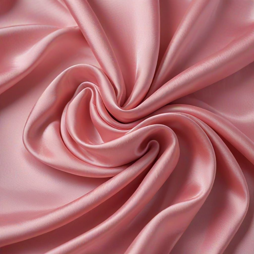 Soft Rose Silk Scarf Rippling in Breeze, Glossy Close-Up