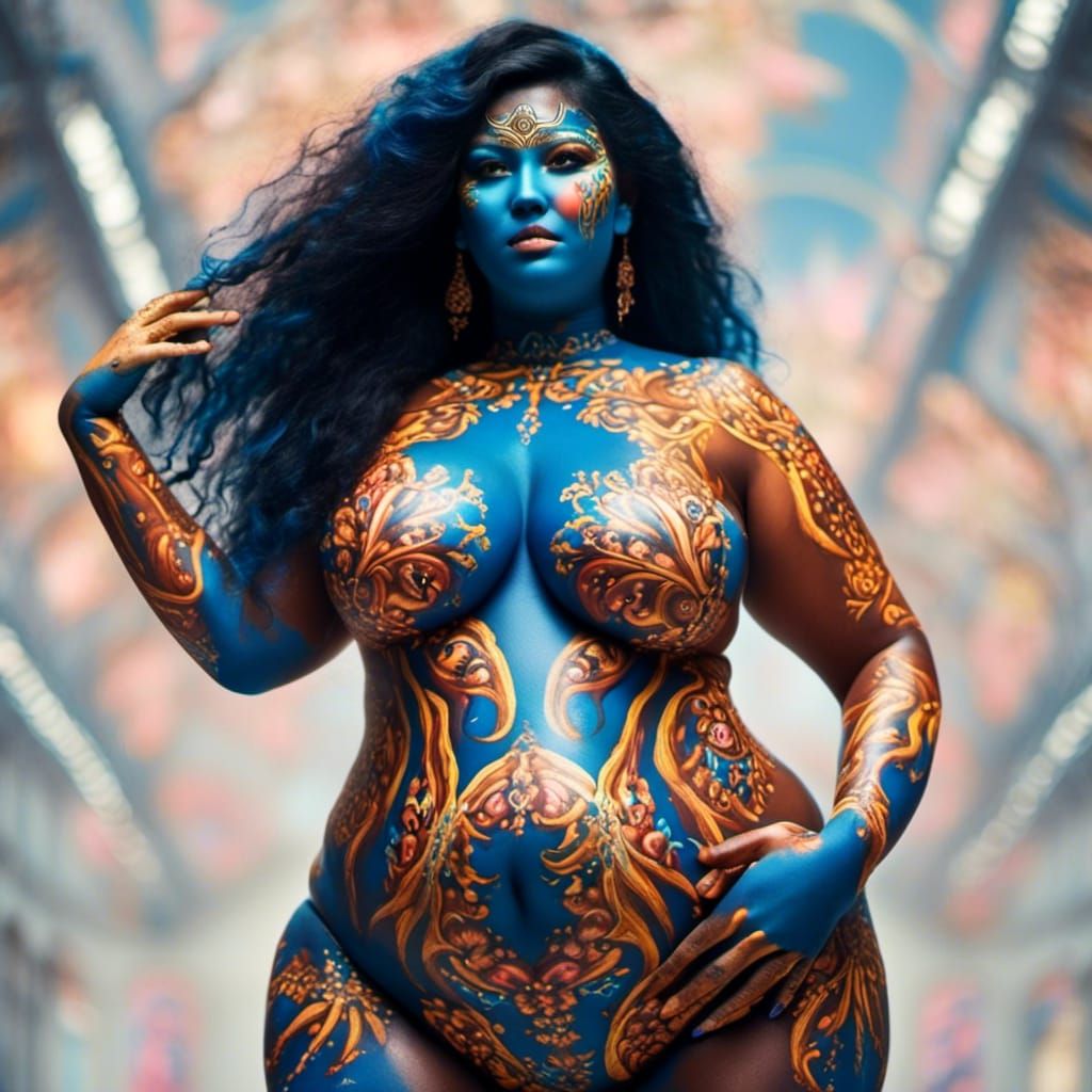 Plus-Size Woman in Body Paint: Body Positivity