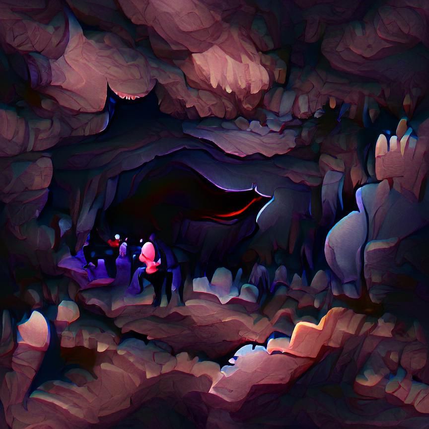 Mysterious Dark Cave Interior with Rock Formations
