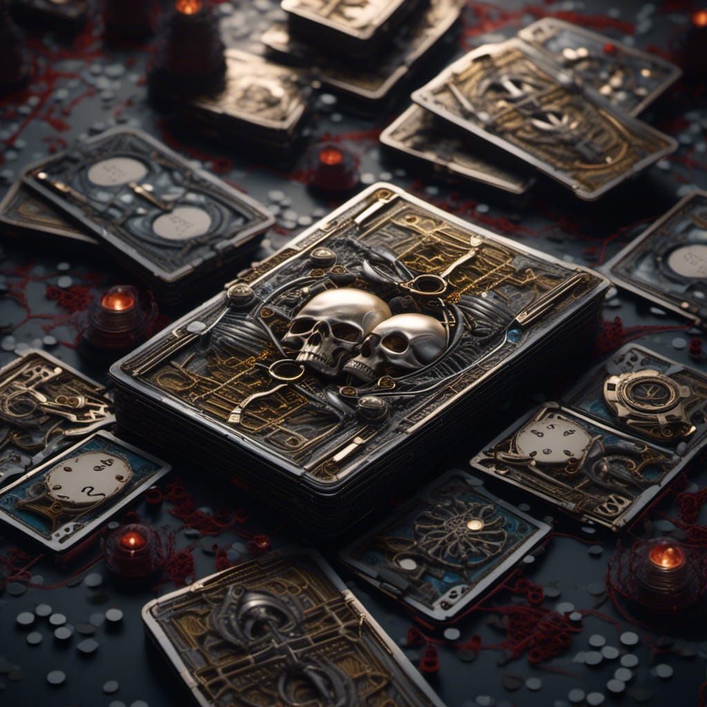 Horror Playing Cards with Intricate Mechanical Details