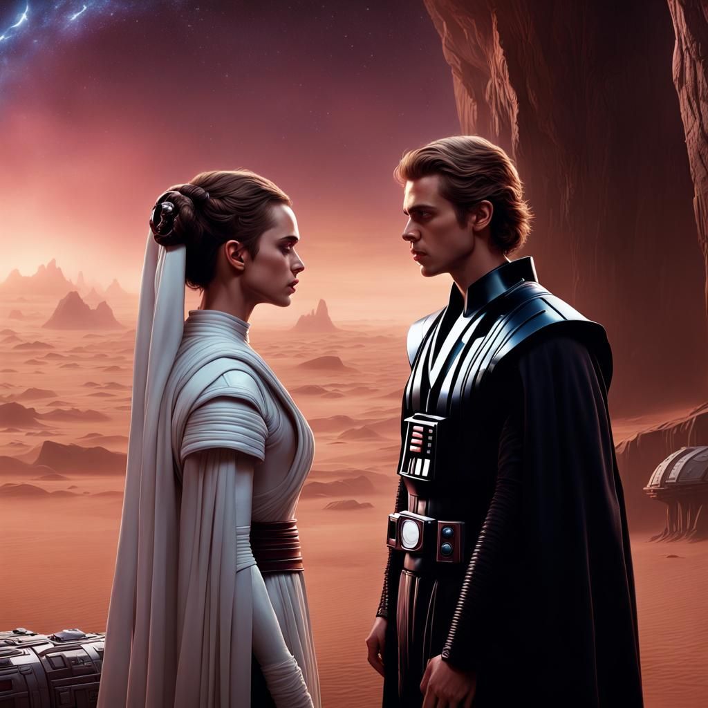 Anakin and Padme Kiss in Star Wars Galaxy