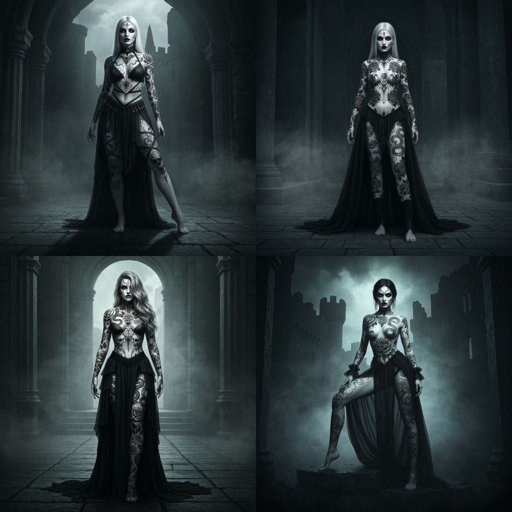 Dark Fantasy Woman with Gothic Tattoos in 4K