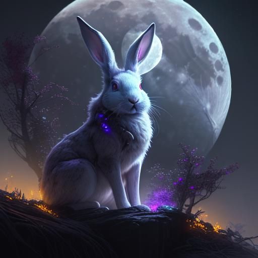 Winter Solstice Lunar Hare: Dark Fantasy Concept Art