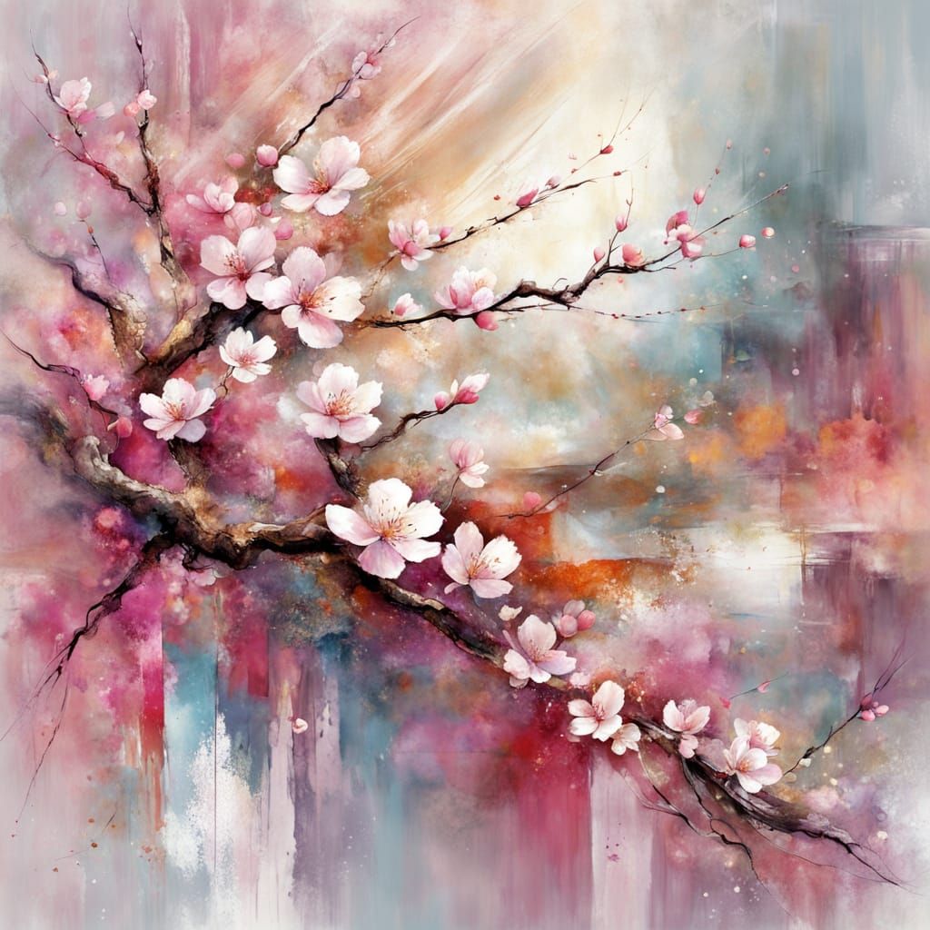Cherry Blossom Explosion in Anime Style