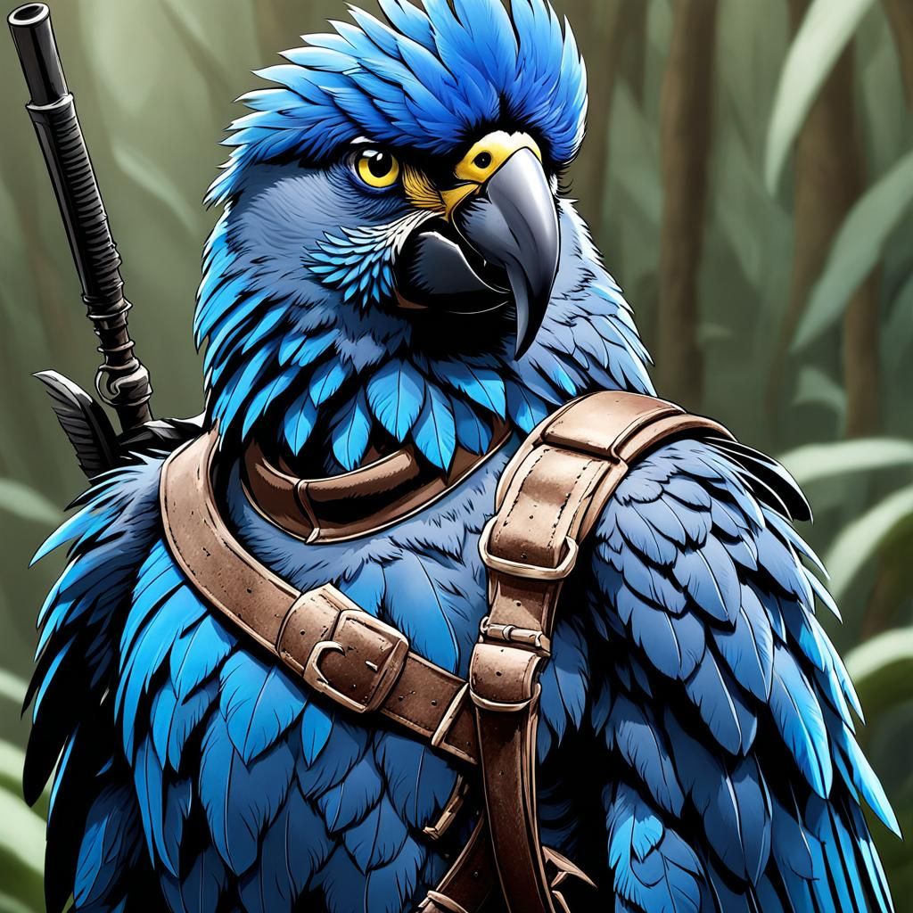 Blue Feathered Aarakocra Ranger Comic Art