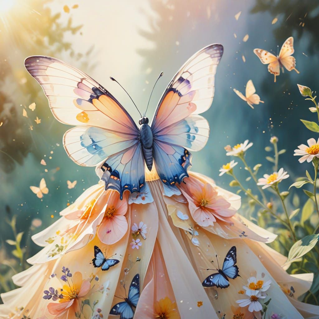 Whimsical Summer Dress in Impressionist Watercolor Style