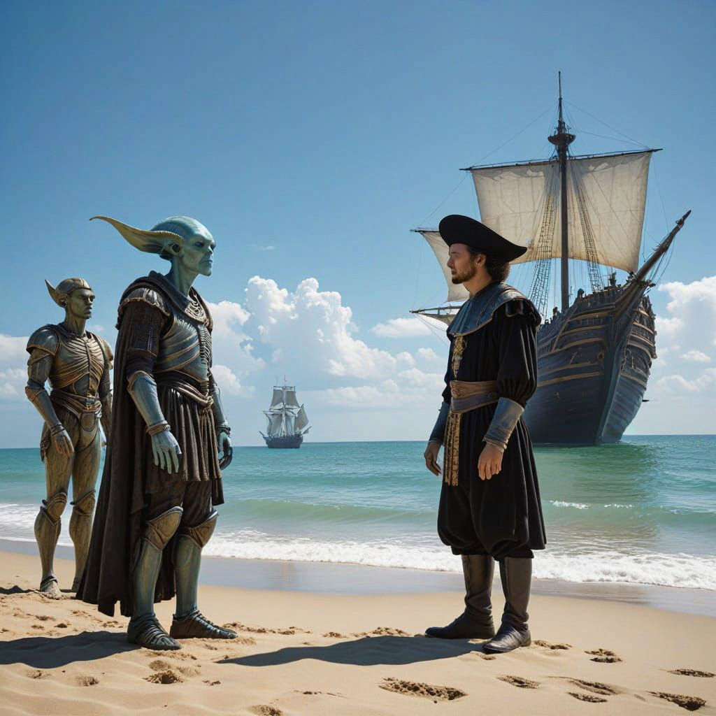 Columbus's Extraterrestrial Encounter: A Hyperrealistic Phot...