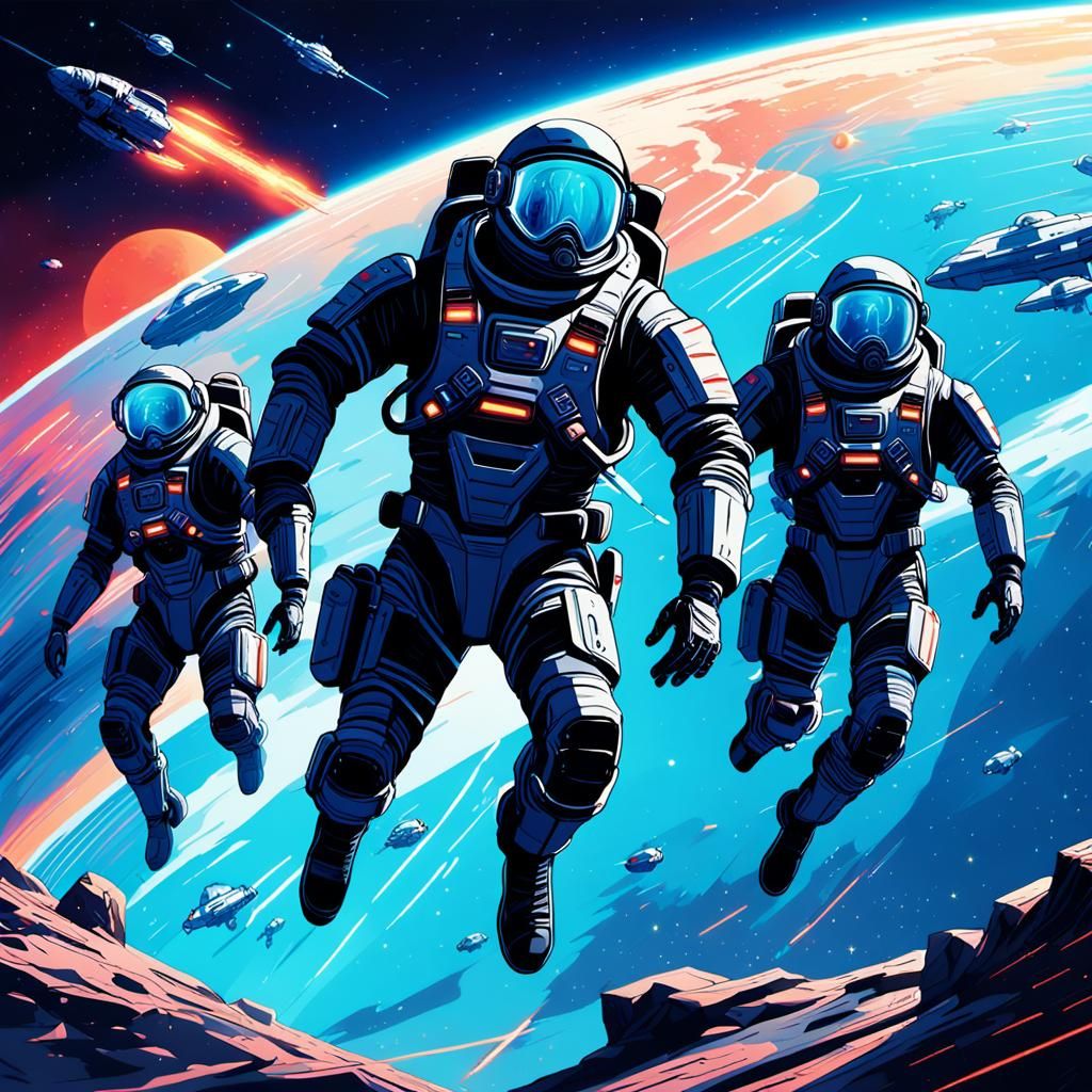 Sci-Fi Soldiers Dive from Orbit in Digital Art