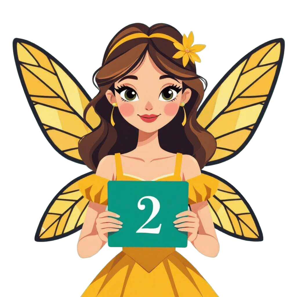 Flat-Style Vector Cartoon Fairy with Geometric Wings